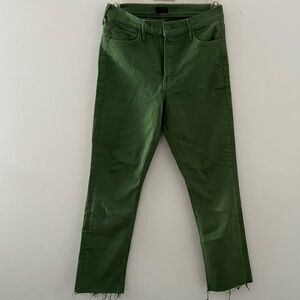 MOTHER THE MID RISE DAZZLER ANKLE FRAY green Jeans Pants